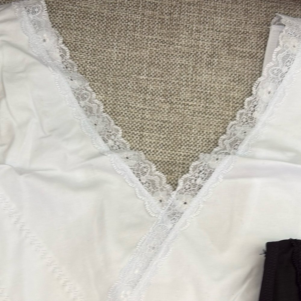 Lace Trim White and Black Bra